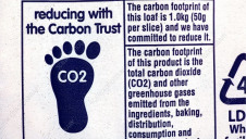 A carbon footprint label, as found on a variety of food items